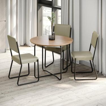 Imagem de Conjunto 6 Cadeiras De Jantar Next Areia Corriente Estrutura Preta