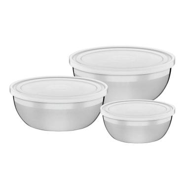 Imagem de Jogo De Potes Aço Inox 3 Pçs Com Tampa Plástica Freezinox