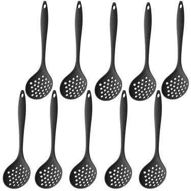 Imagem de Escumadeira De Silicone Preta Grande Kit 10 Un