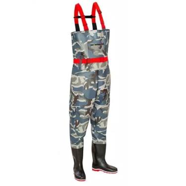 Imagem de Hip Waders Waders de pesca camuflados azuis, botas impermeáveis ​​de cano alto e grossas(45 EU)