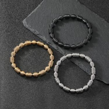 Imagem de Pulseira feminina banhada a ouro/preto/prata 18K - joia delicada feita à mão, pulseira hipoalergênica não mancha, presente moderno de Natal e aniversário, Steel wire elastic bracelet, Aço inoxidável