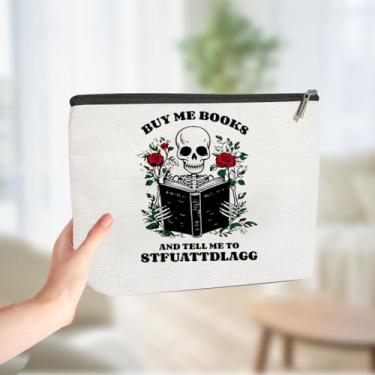 Imagem de Bolsa de maquiagem divertida para amantes de livros, presente de cosméticos, leitor ávido, Natal, aniversário, formatura, presentes para mulheres, amigas, bibliotecária, irmã treinadora, bolsas de