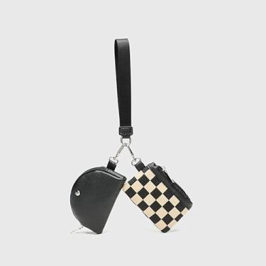 Imagem de Carteira de pulso de qualidade – Porta-moedas xadrez elegante e multifuncional e porta-cartão, Tabuleiro de xadrez preto, Carteira pequena
