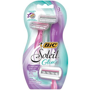 Imagem de BIC Aparelho de barbear descartável Soleil Glow feminino, 3 unidades (pacote com 12)