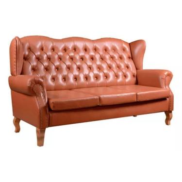 Imagem de Sofá Chesterfield 3 Lugares Imperador Vintage Retrô Capitonê Couro Caramelo
