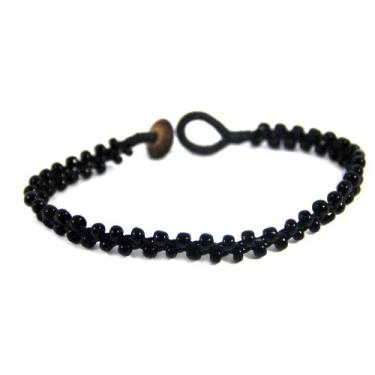 Imagem de Tornozeleira feita à mão, fio de algodão encerado, tornozeleira preta, boho, (S5473)