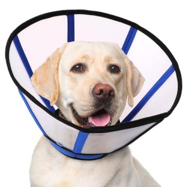 Imagem de Coleira macia para cães pós-cirurgia, cone de plástico removível e capa de pescoço acolchoada para parar de lamber, coleira elisabetana de recuperação para cães pequenos, médios e grandes
