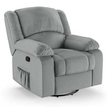 Imagem de Poltrona do Papai Reclinável Melim Glider Giratória PU Cinza FH1 - D'Rossi