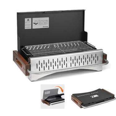 Imagem de Naturehike Churrasqueira a carvão portátil a carvão churrasqueira pequena dobrável de mesa mini aço inoxidável para cozinhar ao ar livre churrasqueira propano acampamento praia viagem piquenique