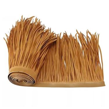 Imagem de Rolo de palha de palmeira telha de palha artificial mexicana corredor de palha, então tenha 10 anos de vida, telhado de palha para decoração de parede Tiki Bar jardim pátio gazebos (amarelo, 0,5 x 20