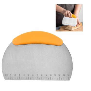 Imagem de Cortador Pizza Manual Espatula Misturador Massas Paes Tortas Verdura Inox