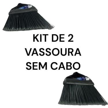 Imagem de KIT DE 2 VASSOURA USO GERAL DE CANTO PRETA SEM CABO 23x31CM EM NYLON P