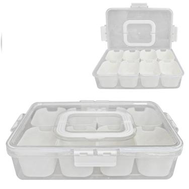 Imagem de Organizador Retangular Pet Flexível 3L Kit Com 8 Potes