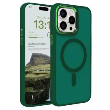 Imagem de BOBULIER Capa magnética para iPhone 16 Pro - Capa transparente fosca fina à prova de choque, compatível com MagSafe, proteção de nível militar para homens e mulheres, verde