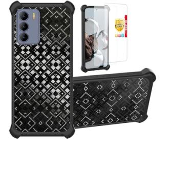 Imagem de Aroepurt Capa compatível com PCD P65R Bengal MAX capa de celular com suporte [com 2 películas de vidro temperado] Capa híbrida [mudança de forma multidirecional 3D] preta