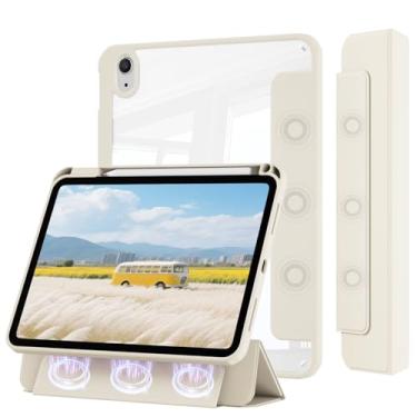 Imagem de KVTVOU Capa transparente para iPad (A16) 11ª/10ª geração (2025/2022, 11/10,9 polegadas) com suporte para lápis, parte traseira magnética removível de policarbonato rígido, moldura macia à prova de