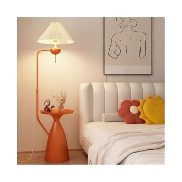 Imagem de Luminária de chão Candeeiro de pé moderno para sala estar, candeeiro mesa lateral ferro com abajur tecido, candeeiros, altos para quarto e escritório(Orange)