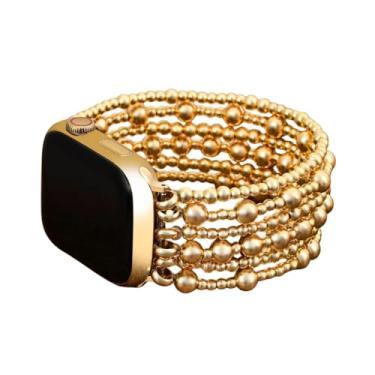 Imagem de Cape Diablo Pulseira feminina para relógio inteligente - pulseira de pedra preciosa feita à mão - compatível com Apple Faces pequenas de 38 mm-45 mm - serve para pulsos de 14,5 a 16,8 cm, grande -