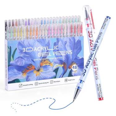 Imagem de Marcadores de tinta acrílica KEMYR 3D 48 cores 1 mm Bullet Tip