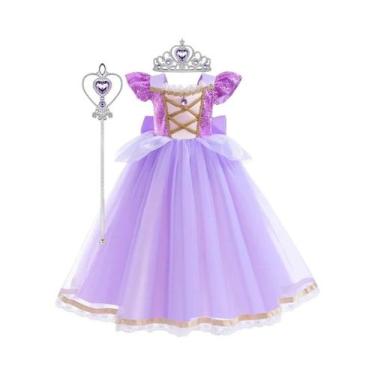Imagem de Vestido de Princesa Rapunzel para Crianças - Fantasia de Cosplay Enrol