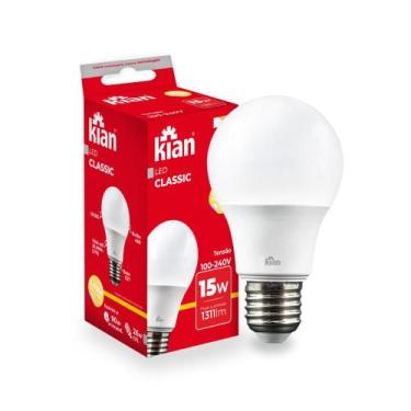 Imagem de Lâmpada Led Bulbo 15w Alta Potencia E27 Branco Quente Bivolt - kian