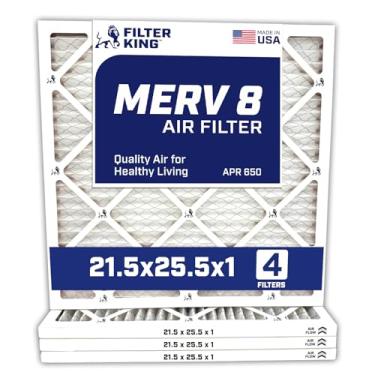 Imagem de Filter King Filtro de ar 21,5 x 25,5 x 1 | Pacote com 4 | Filtros de forno A/C plissados MERV 8 HVAC | Feito nos EUA | Tamanho real: 21,5 x 25,5 x 1,90 cm