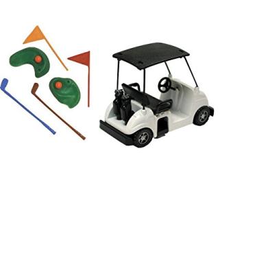 Imagem de Kit de decoração de bolo, kit de decoração de bolo, brinquedos esportivos (kit de golfe com carrinho - sem golfista)