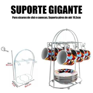 Imagem de Suporte Organizador Porta Xícaras e Pires com 6 Ganchos - Multiaramado