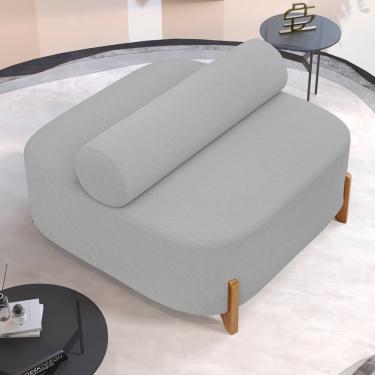 Imagem de Sofá Ilha Orgânico Living Closet Evo 125cm 02 Lugares Bouclê Cinza Claro - Desk Design Cinza Claro