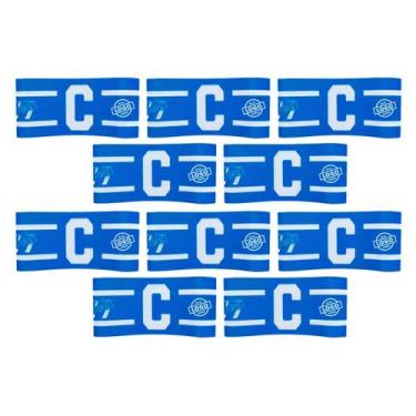 Imagem de Kit 10 Braçadeira Faixa Capitão Personalizável Brasão Time Fecho tiras