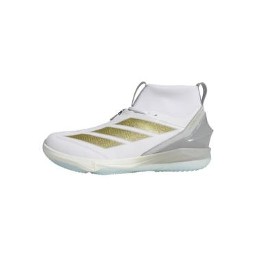 Imagem de adidas Tênis de beisebol masculino Adizero Impact+ 2.0 Turf de cano médio, Branco/dourado metálico/dourado metálico, 7.5