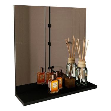 Imagem de Espelheira Para Banheiro 1 Prateleira Bn3642 Preto Tecno Mobili Preto