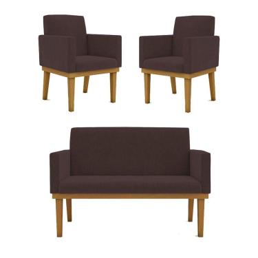 Imagem de Kit Sofá Namoradeira + Poltrona Reforçada marrom