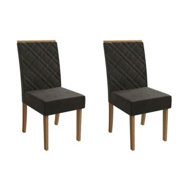 Imagem de Cadeira Sala De Jantar Gardênia 2cad149 Madeirado Kit 2 Un Canela/suede Grafite - Kappesberg