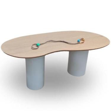 Imagem de Mesa de Jantar Organica Ayla 244x137cm Laca Branca e Carvalho Branco -