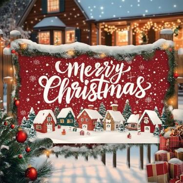 Imagem de BVBOX Faixa decorativa de Feliz Natal para decoração de festas de Natal e ambientes internos e externos (presentes de homem de neve, 180 x 109 cm)