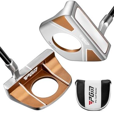 Imagem de PGM Putter de golfe em pé AMTUG078 com captador de bola, cabeça de aço inoxidável e linha de alinhamento, treinador de golfe destro para homens, perfeito para prática e uso em campos