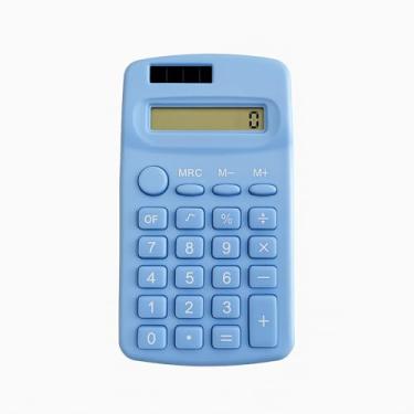 Imagem de Calculadora de Bolso 8 Dígitos Compacta 11x6cm Dupla Alimentação Solar + Bateria Portátil Leve Operações Básicas para Escola Trabalho e Casa Visor Claro Durável (Azul)