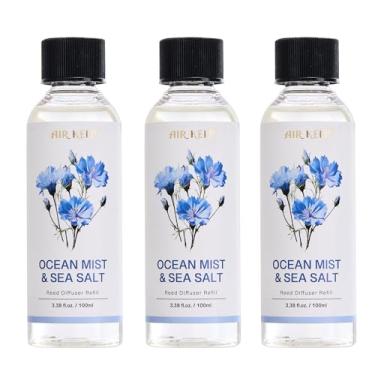 Imagem de Airkeep Refil de óleo difusor de palheta/névoa oceânica e sal marinho/100 ml)/pacote com 3/refil de óleo perfumado para difusor de palheta para fragrância doméstica para quarto, banheiro, escritório