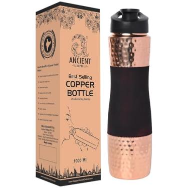 Imagem de ANCIENT IMPEX Garrafa de água de cobre puro – 1000 ml (33,81 FL Oz) Garrafa Ayurveda à prova de vazamento para saúde e hidratação – Cereja escura