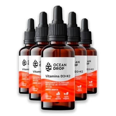 Imagem de Kit 5 Vitamina D3 K2 30ml Ocean Drop Sabor Menta
