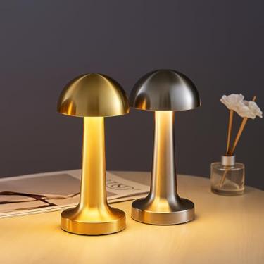Imagem de Luminária de Mesa Cogumelo Metal USB Dourado / Prata – Abajur Decorativo Minimalista para Quarto Sala Home Office (DOURADO)
