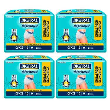 Imagem de Kit 4 Roupa Íntima Bigfral Moviment G/XG 16 Unidades