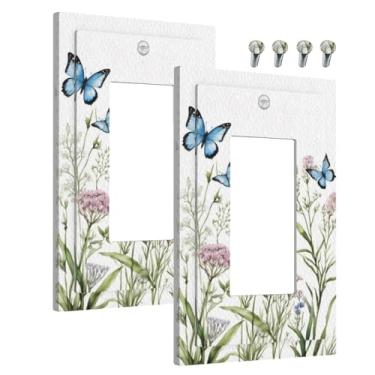 Imagem de Wmhusu Capas de tomada borboleta silvestre natureza folhas de plantas florais 1 placa de parede de balancim único capa decorativa para interruptor de luz GFCI receptáculo placa elétrica para banheiro