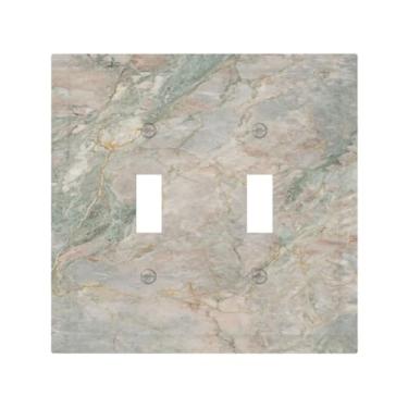 Imagem de DBWGUO Placas Decorativas para Interruptor de Luz Moderna Turquesa Rosa Mármore Grão 2 Gangs Interruptor de Luz Placa de Cobertura Única Dupla Placa de Parede Capa Frontal para Quarto, Cozinha