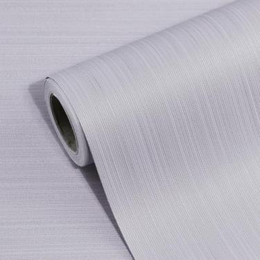 Imagem de HorryHaus Papel de parede de papel de parede de linho sintético autoadesivo impermeável para armário, prateleira de linho, banheiro, quarto cinza prateado 60 cm x 1,198 cm