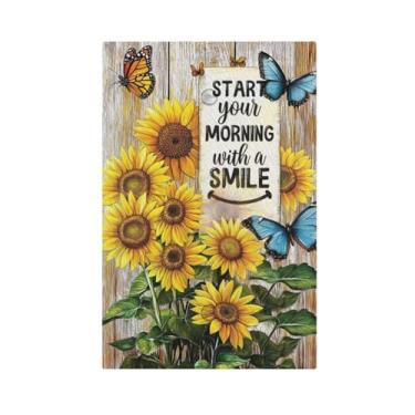 Imagem de JDAKHD Placa de parede em branco girassóis vibrantes e borboletas decorativas 1 gangue capa de dispositivo único textura de madeira rústica interruptor de luz decorativa placa frontal alegre decoração