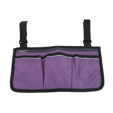 Imagem de harayaa Bolsa lateral para cadeira de rodas para idosos, porta-copos com bolso com zíper, bolsa de armazenamento para apoio de braço, para andadores e, Roxo