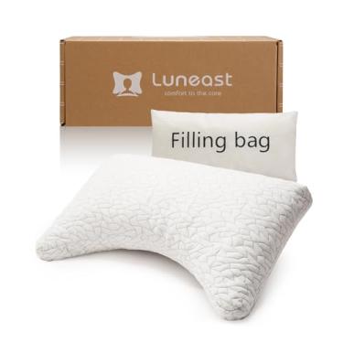 Imagem de Luneast Travesseiros de espuma viscoelástica para dormir - Almofada refrescante Stardust com suporte de pescoço, travesseiro respirável ajustável para dorminhocos laterais, costas e estômago, tamanho