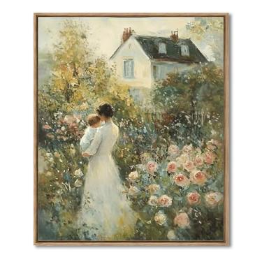 Imagem de AIMAILON Arte de parede em tela emoldurada vintage impressão de decoração de casa clássica mãe amorosa cottagecore cenário rural retrato quente temperamental imagem para sala de estar quarto 10x12